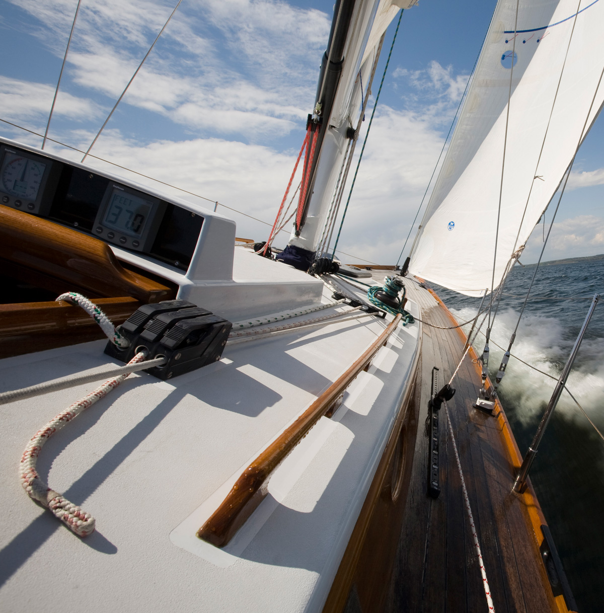 A classic sailing yacht heels over in a thrilling sail